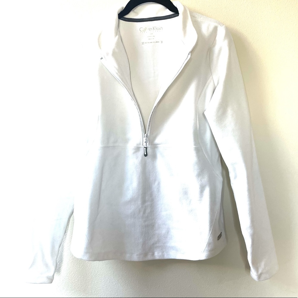 White Performance Half Zip Fleece